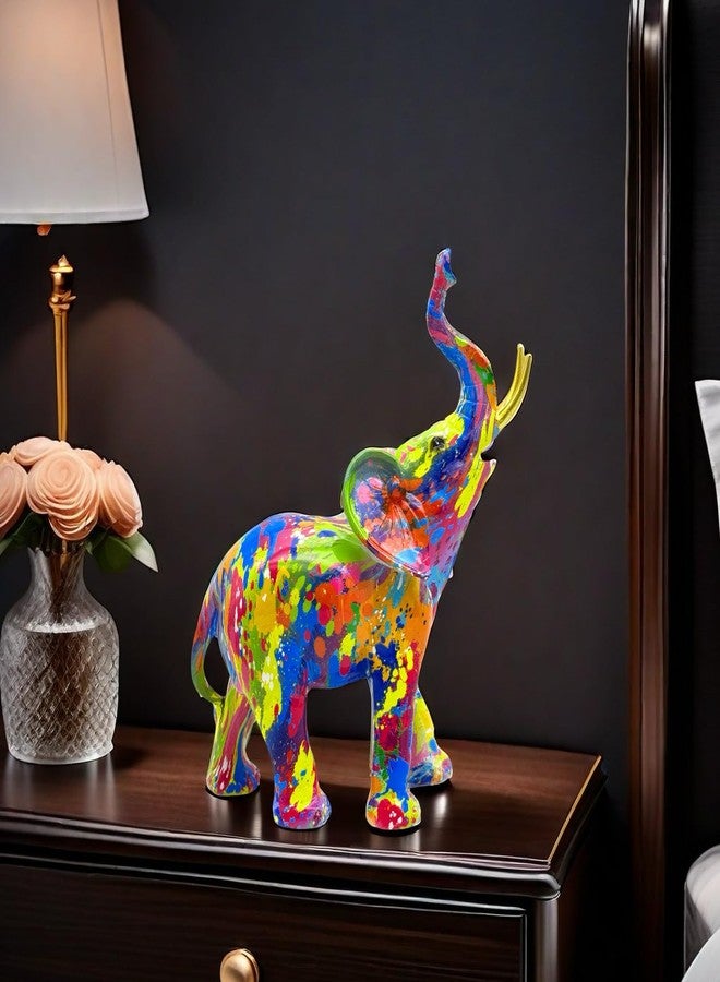 SHTWX Colorful Elephant Statue Sculpture Figurine for Home, Office, Living Room, Desktop Decoration, Garden Outdoor Decor (Large) - Image 3